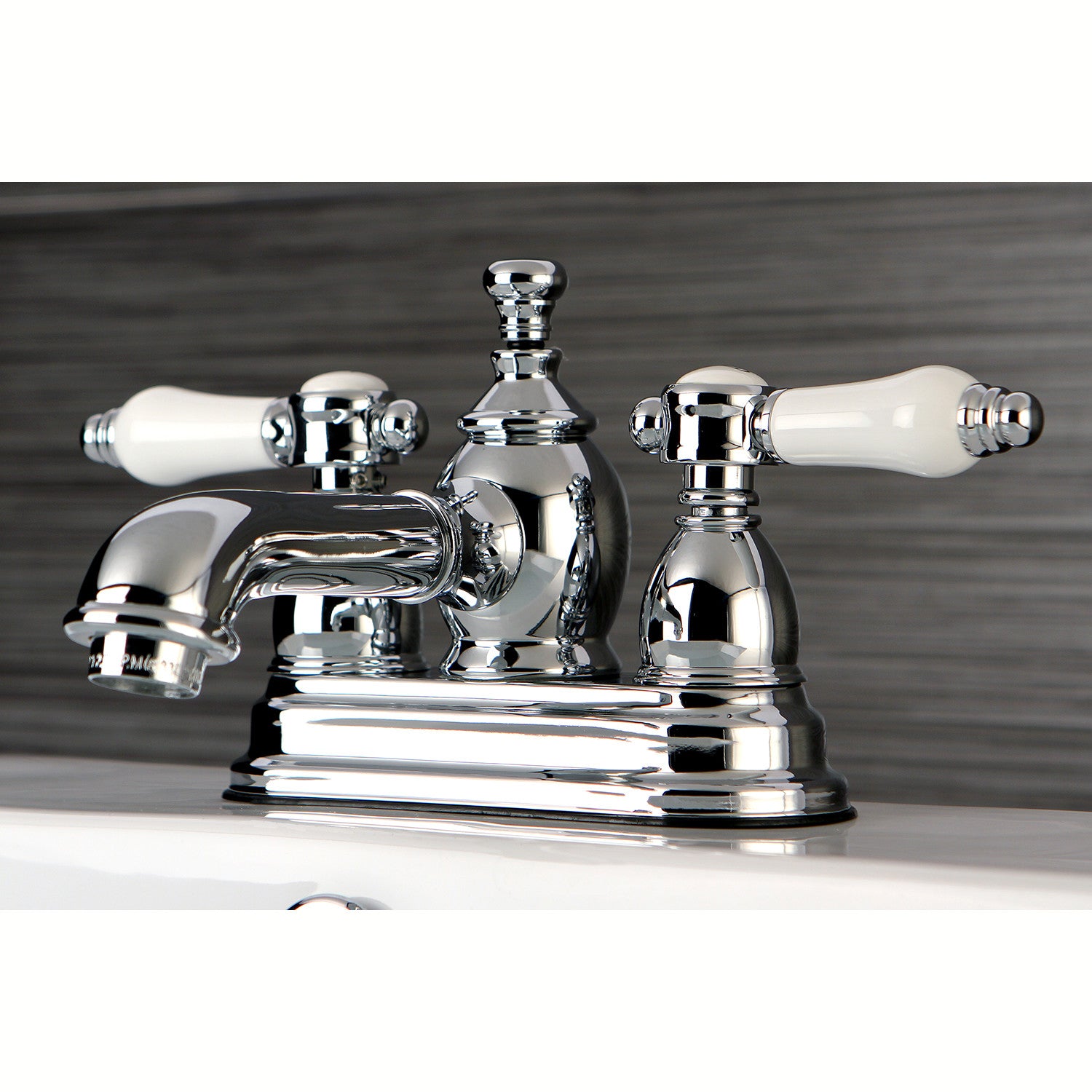 Kingston Tulare KS7001BPL - Bel-Air Double-Handle 3-Hole Deck Mount 4-Inch Centerset Bathroom Faucet with Brass Pop-Up, Polished Chrome — thumbnail 3